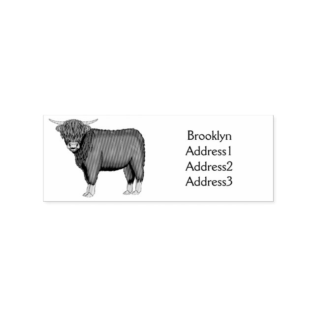 Highland cow cartoon illustration rubber stamp (Imprint)