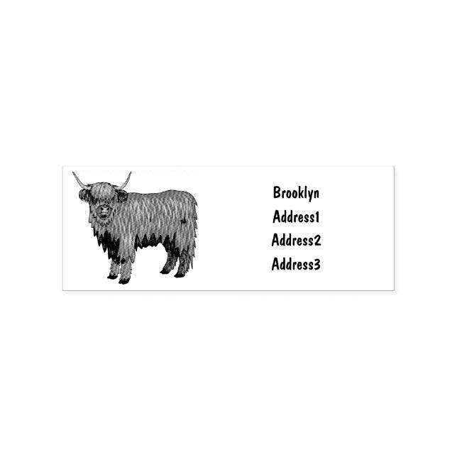 Highland cow cartoon illustration rubber stamp (Imprint)