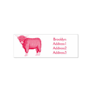 Highland cow cartoon illustration self-inking stamp