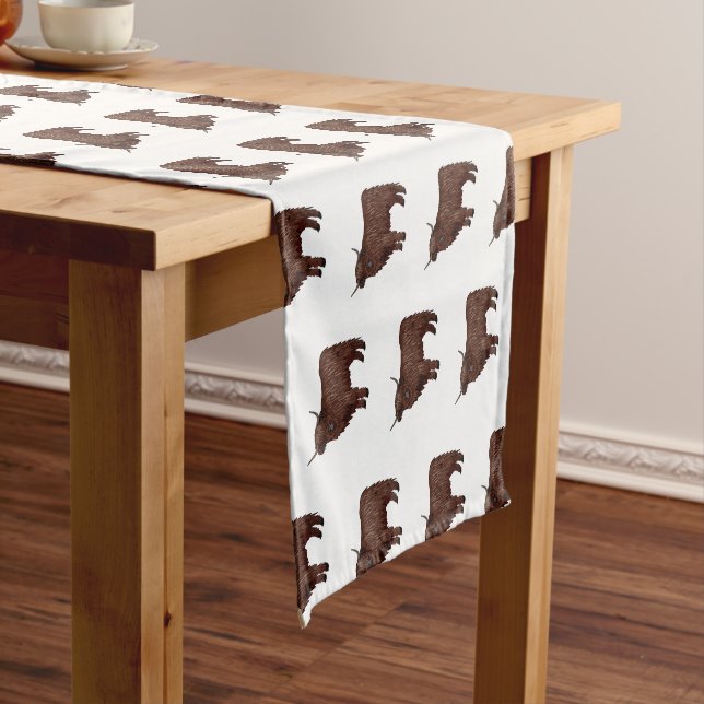 Highland cow cartoon illustration  short table runner (In Situ)