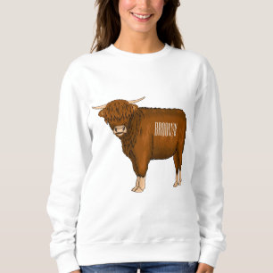 Highland cow cartoon illustration sweatshirt