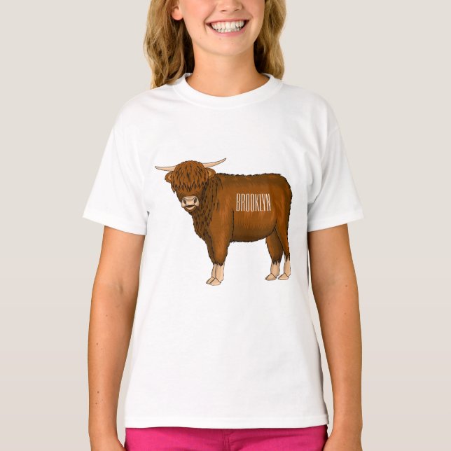 Highland cow cartoon illustration  T-Shirt (Front)