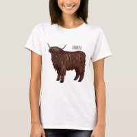Highland cow cartoon illustration 
