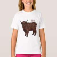 Highland cow cartoon illustration 