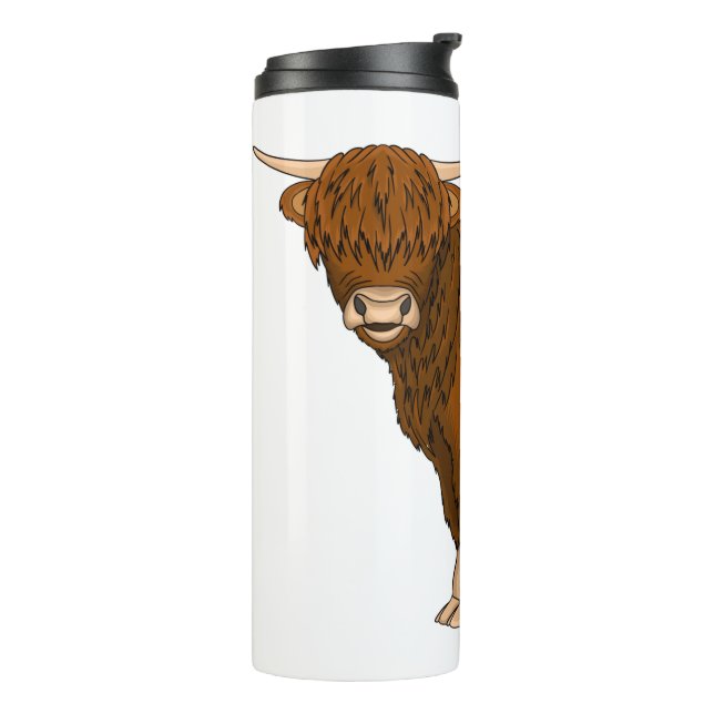 Highland cow cartoon illustration  thermal tumbler (Rotated Left)