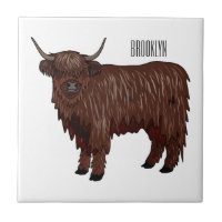Highland cow cartoon illustration 