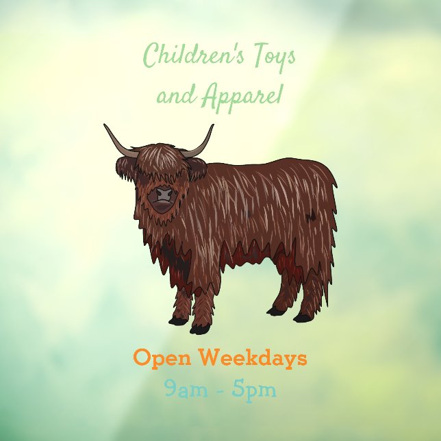 Highland cow cartoon illustration window cling (Sheet 3)
