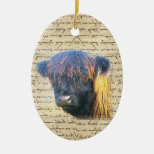 Highland cow ceramic tree decoration