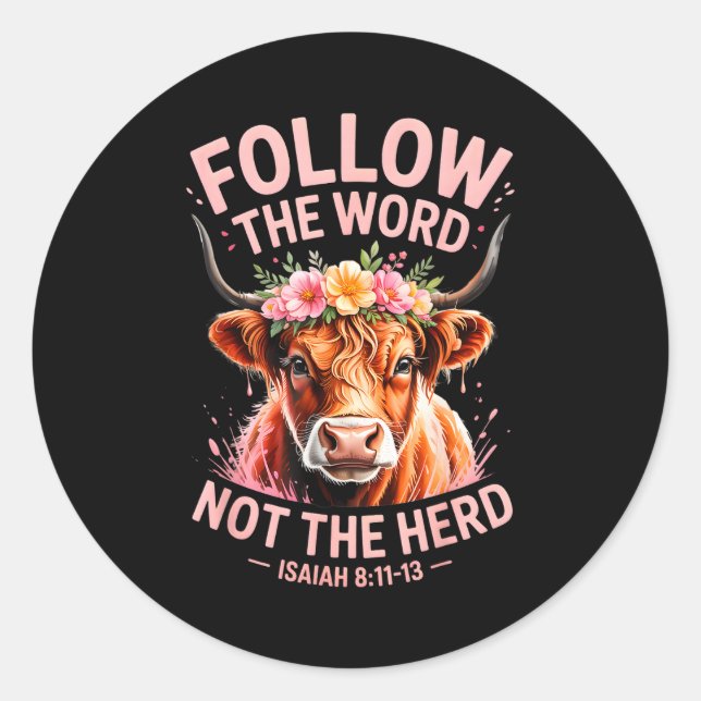 Highland Cow Christian  Classic Round Sticker (Front)