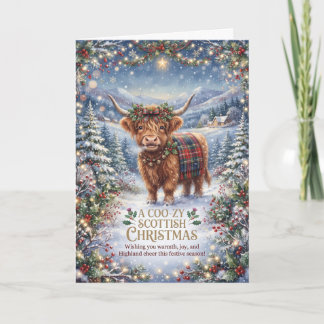 Highland Cow Christmas Blessing Card