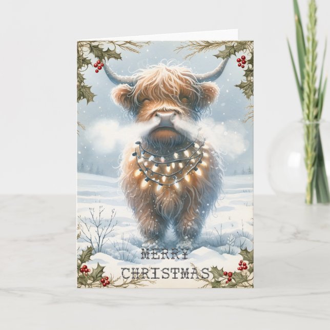 Highland Cow Christmas  Card (Front)