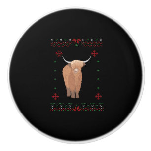 Highland Cow Christmas Ceramic Knob