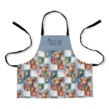 Highland Cow Christmas Cook Crew Personalized Kids