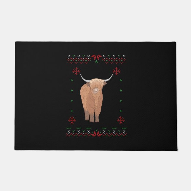 Highland Cow Christmas Doormat (Front)