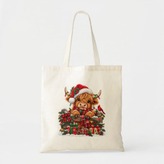 Highland Cow Christmas Gifts Festive Shopping Tote Bag