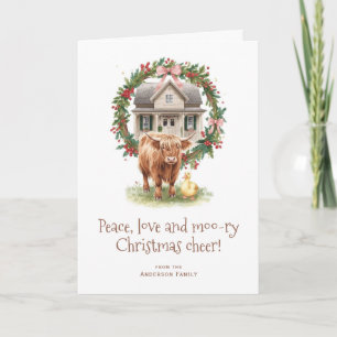 Highland Cow Christmas  Holiday Card
