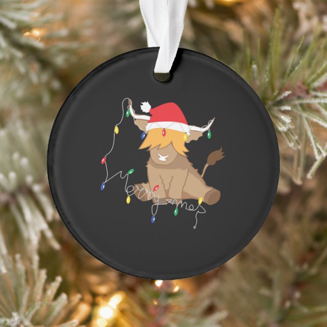 Highland cow christmas lights ornament (Tree)