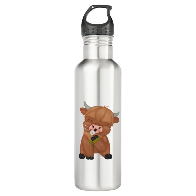 Highland Cow Christmas Merry and Bright, Scottish, 710 Ml Water Bottle (Front)