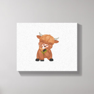 Highland Cow Christmas Merry and Bright, Scottish, Canvas Print