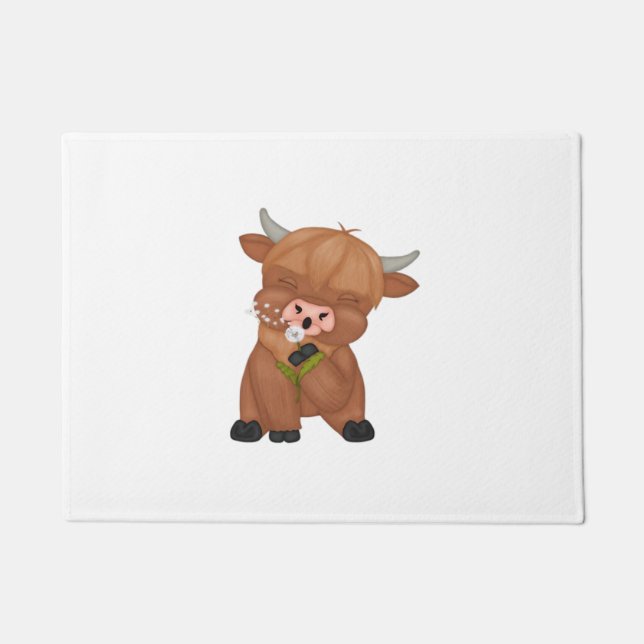 Highland Cow Christmas Merry and Bright, Scottish, Doormat (Front)