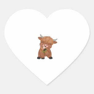 Highland Cow Christmas Merry and Bright, Scottish, Heart Sticker