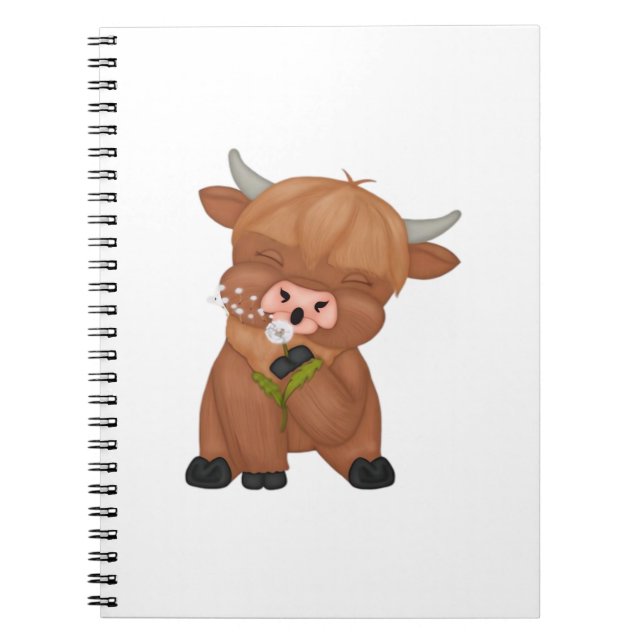 Highland Cow Christmas Merry and Bright, Scottish, Notebook (Front)