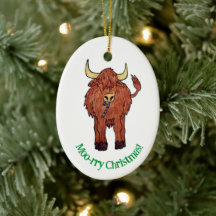 Highland Cow Christmas Ornament