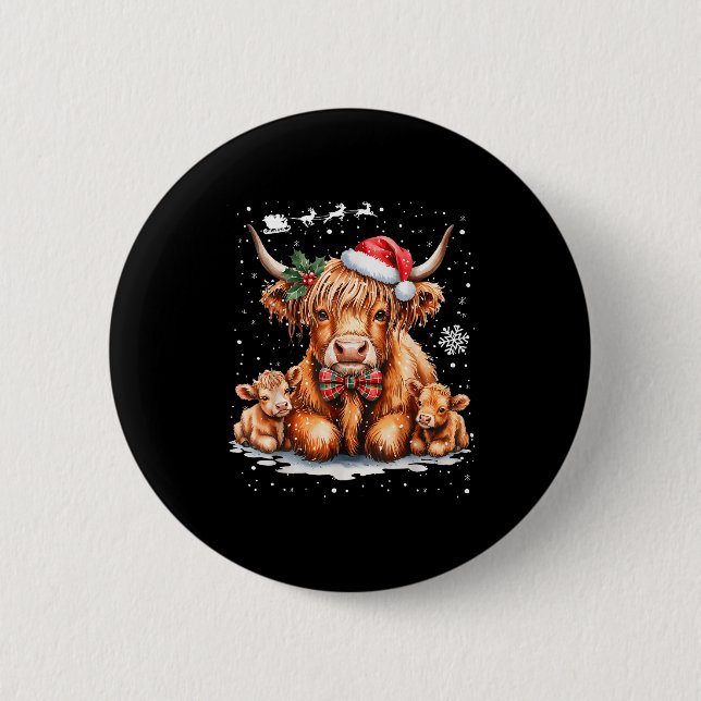 Highland Cow Christmas Outfit Idea Women Xmas High 6 Cm Round Badge (Front)