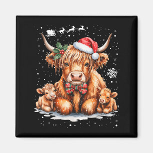 Highland Cow Christmas Outfit Idea Women Xmas High Magnet