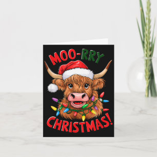 Highland Cow Christmas Pajama Moo Rry Cow Lover Card