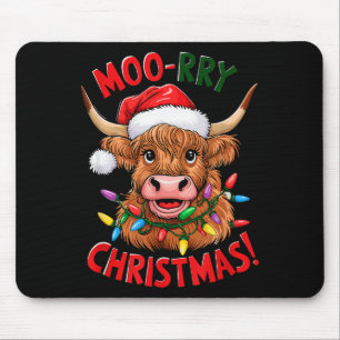 Highland Cow Christmas Pajama Moo Rry Cow Lover  Mouse Mat