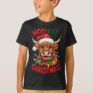Highland Cow Christmas Pajama Moo Rry Cow Lover  T-Shirt