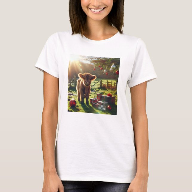 Highland Cow Christmas T-Shirt (Front)