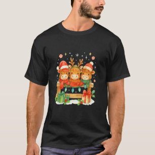 Highland Cow Christmas Trio Cute Holiday Watercolo T-Shirt