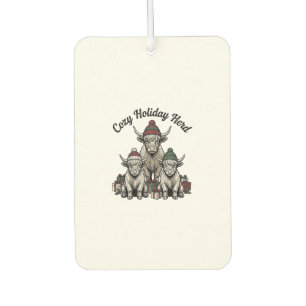 Highland Cow Christmas Vintage Holiday Herd Art Car Air Freshener