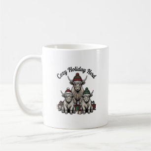 Highland Cow Christmas Vintage Holiday Herd Art Coffee Mug