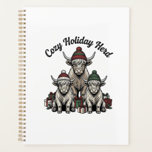 Highland Cow Christmas Vintage Holiday Herd Art Planner