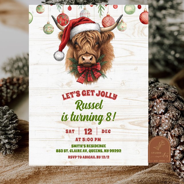 Highland cow christmas winter birthday invita invitation (Creator Uploaded)