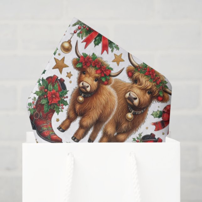 Highland Cow Christmas Wrapping Paper (Gift Bag)
