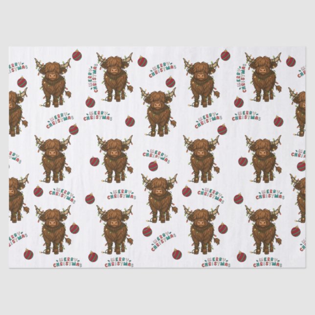 Highland Cow Christmas Wrapping Paper (Front)