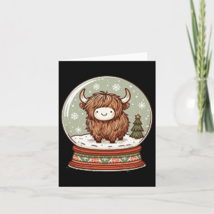 Highland Cow Christmas Xmas Santa Wooly Farm Anima Card