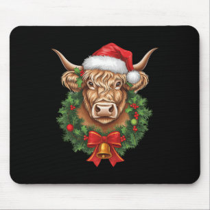 Highland Cow Christmas Xmas Santa Wooly Farm Anima Mouse Mat