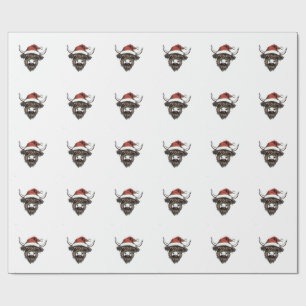 Highland Cow Christmas Xmas Santa Wooly Farm Wrapping Paper