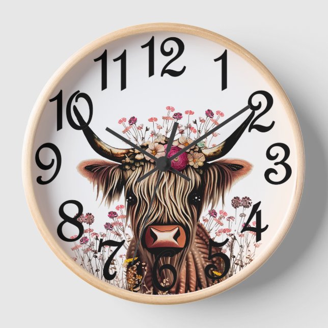 Highland Cow  Clock (Front)