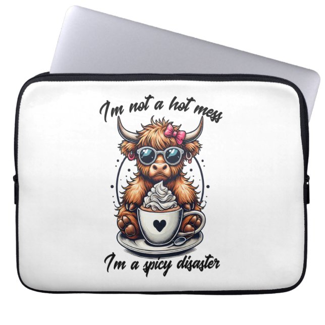 Highland Cow Coffee , Coffee Cow  Laptop Sleeve (Front)