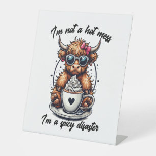 Highland Cow Coffee , Coffee Cow  Pedestal Sign