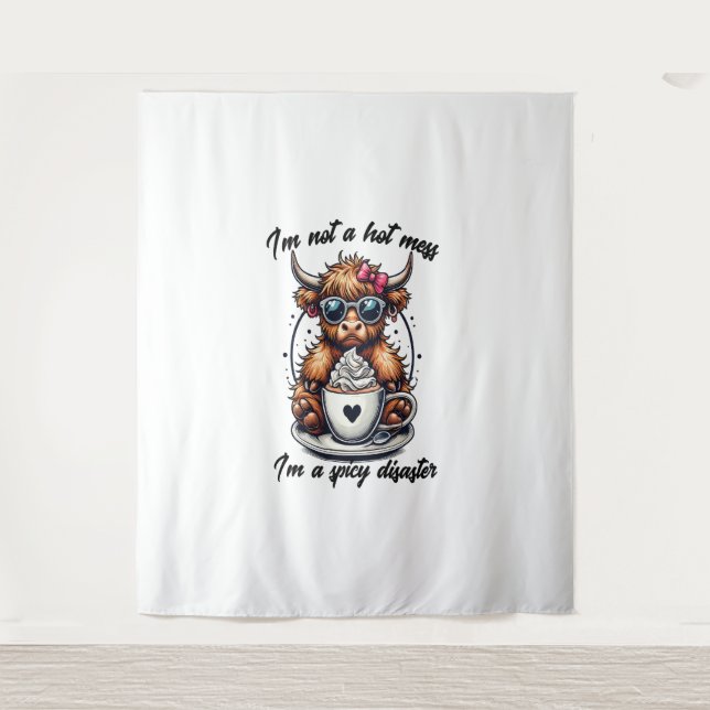 Highland Cow Coffee , Coffee Cow  Tapestry (Front)