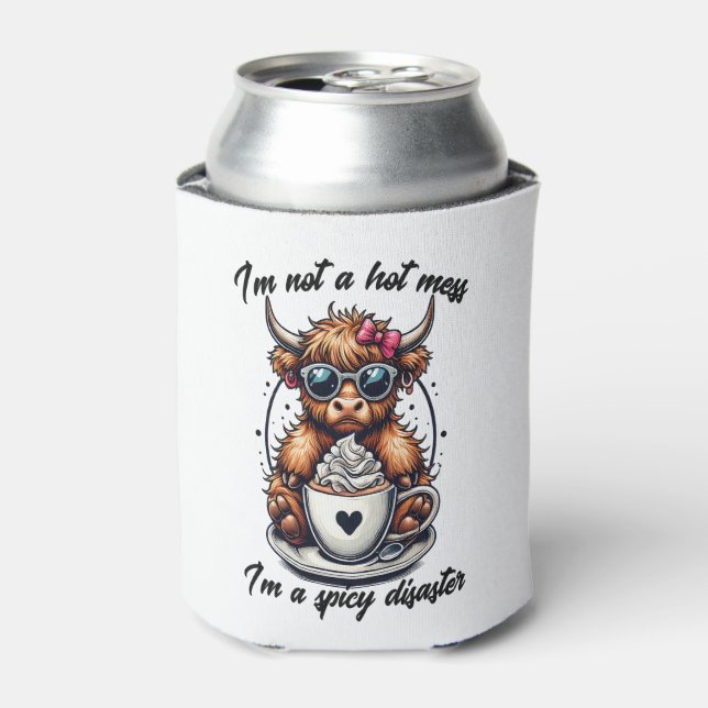 Highland Cow Coffee Png, Coffee Cow Png Can Cooler (Can Front)