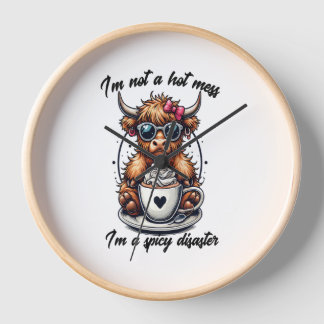 Highland Cow Coffee Png, Coffee Cow Png Clock