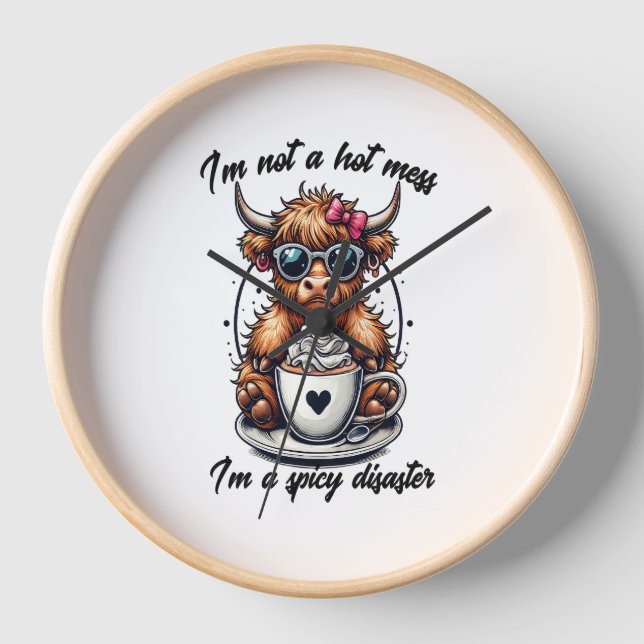 Highland Cow Coffee Png, Coffee Cow Png Clock (Front)